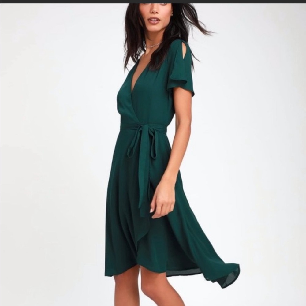 Lulus rise to the occasion emerald green dress M